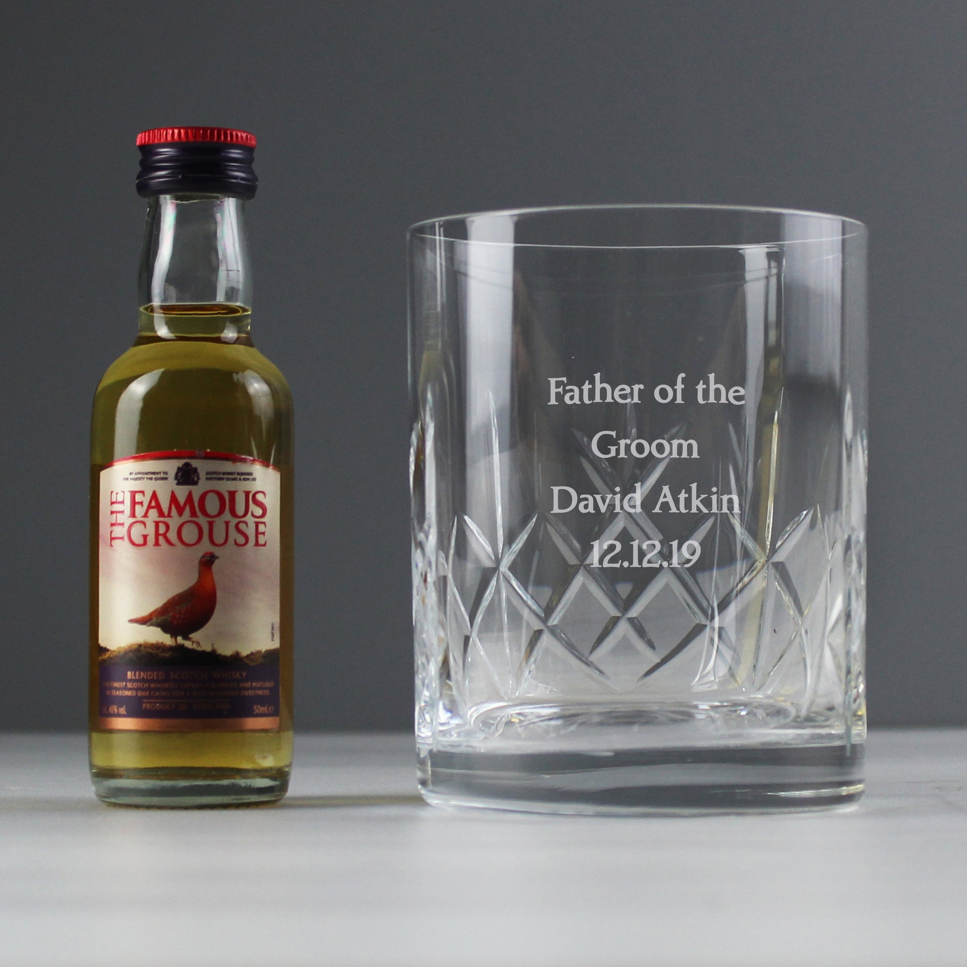 Personalised Cut Crystal Glass & Whisky Gift Set