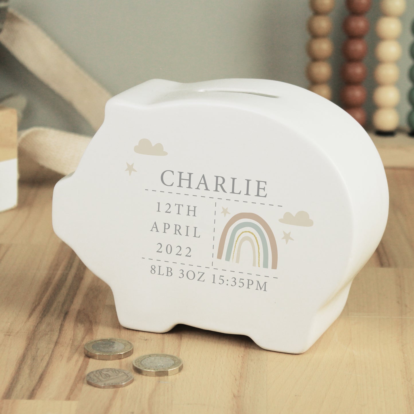 Personalised Rainbow Piggy Bank