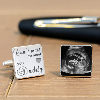 Cant Wait To Meet You Daddy Baby Scan Cufflinks