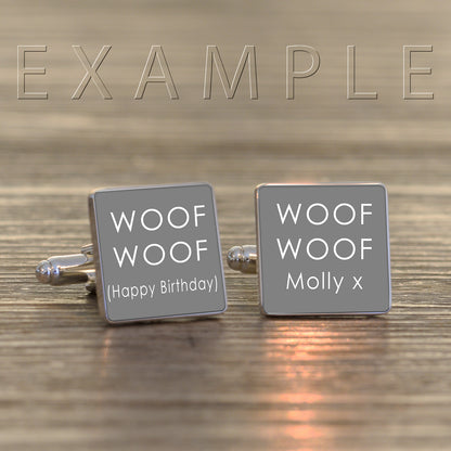 Personalised Custom Square Cufflinks - White, Grey or Black