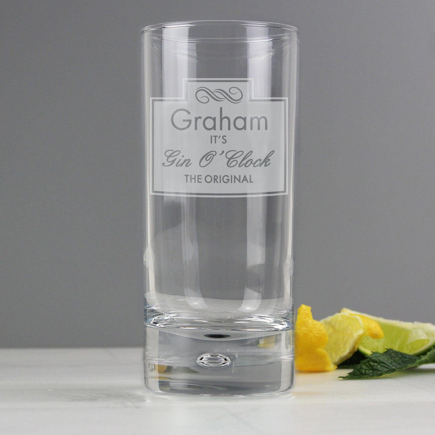 Personalised Gin O'Clock Hi Ball Bubble Glass