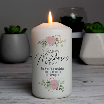 Personalised Abstract Rose Mother’s Day Pillar Candle