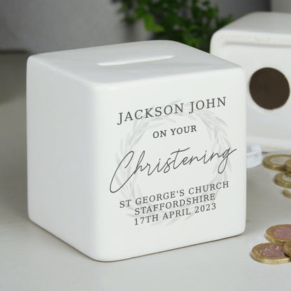 Personalised Christening Money Box - Ceramic