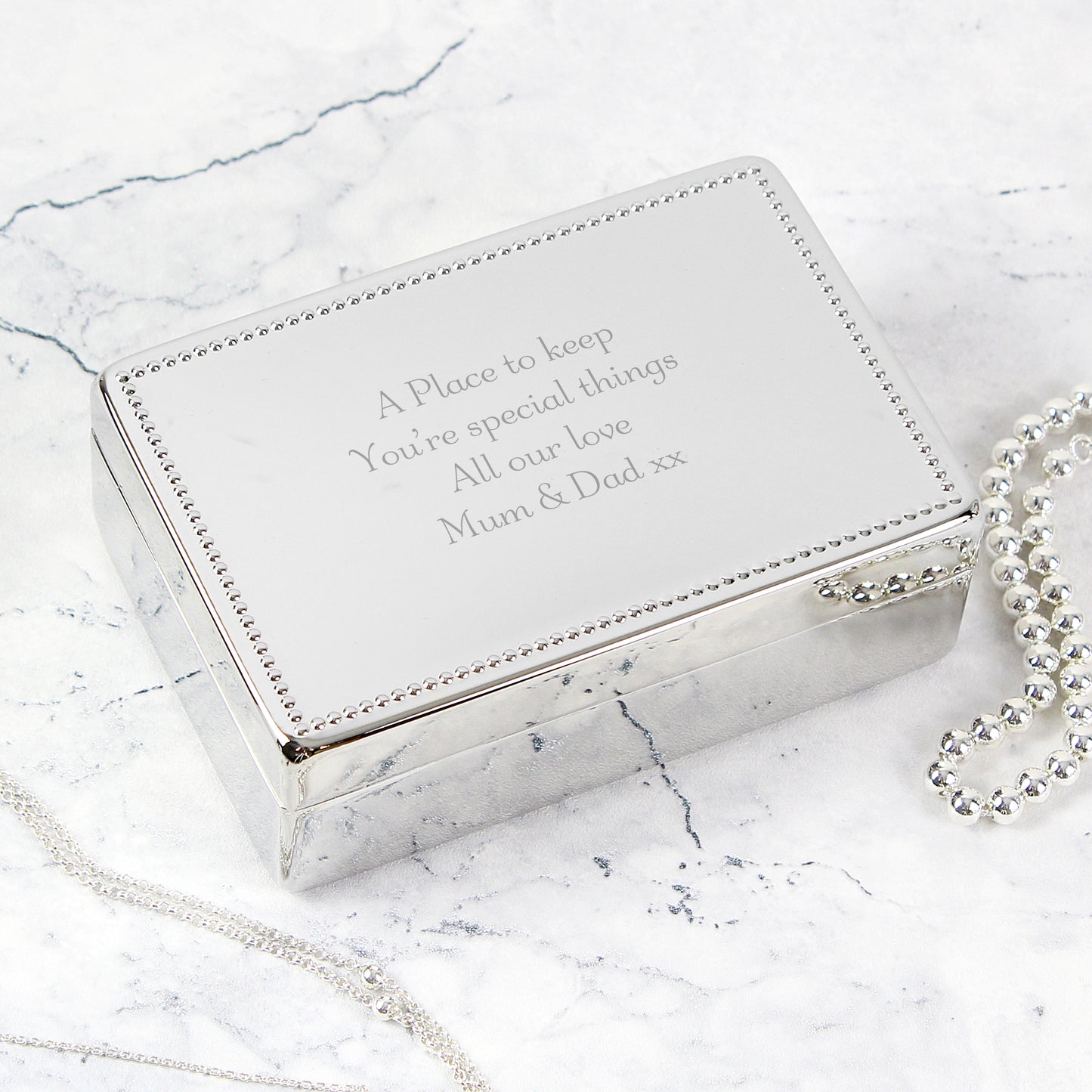 Personalised Any Message Rectangular Jewellery Box