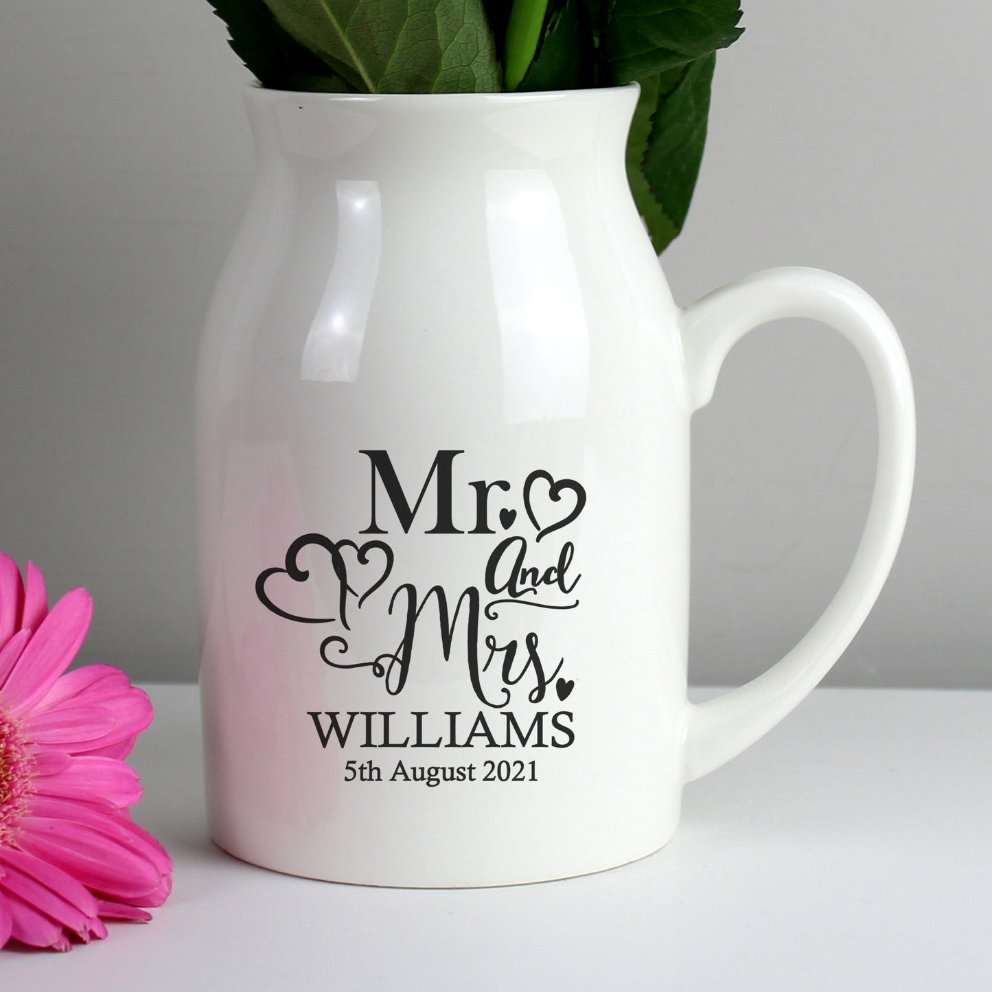 Personalised Wedding Mr & Mrs Flower Jug Vase | Gift Idea