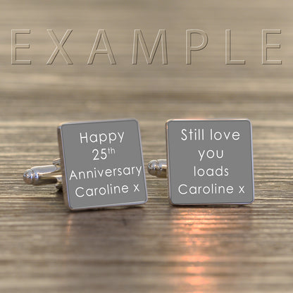 Personalised Custom Square Cufflinks - White, Grey or Black