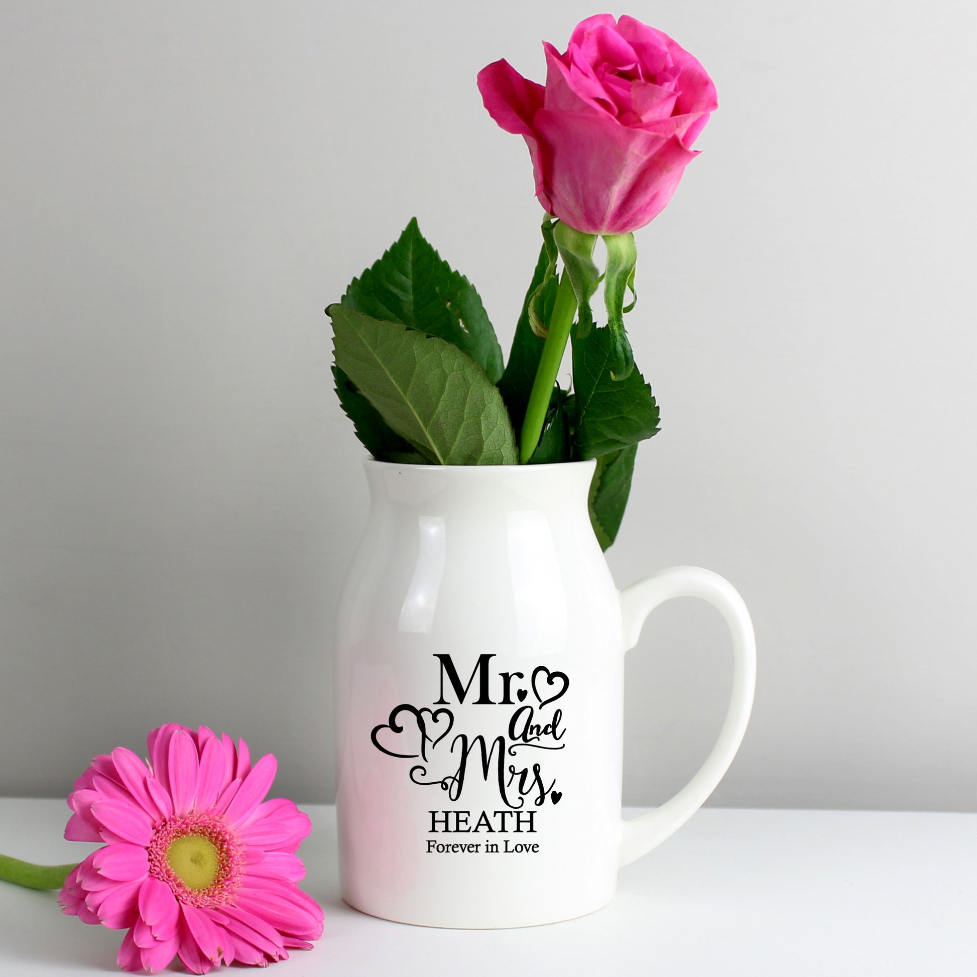 Personalised Wedding Mr & Mrs Flower Jug Vase | Gift Idea