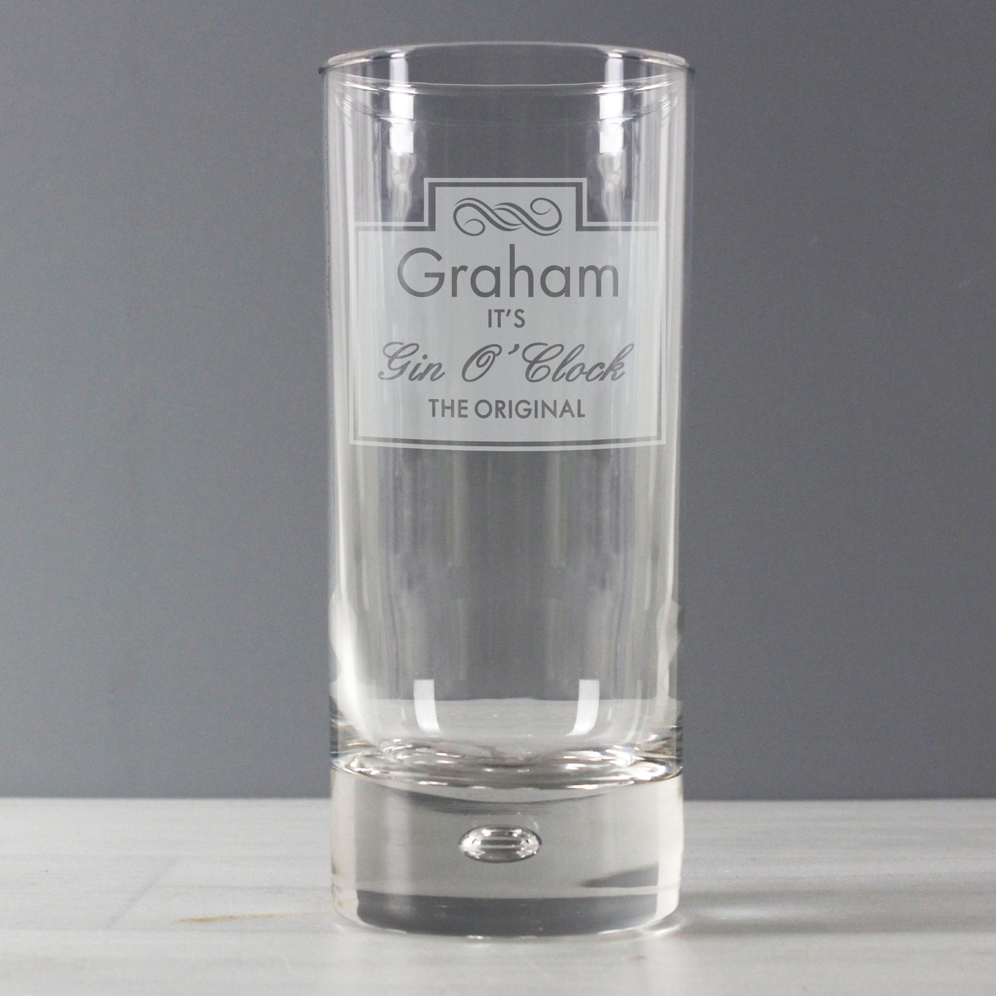 Personalised Gin O'Clock Hi Ball Bubble Glass