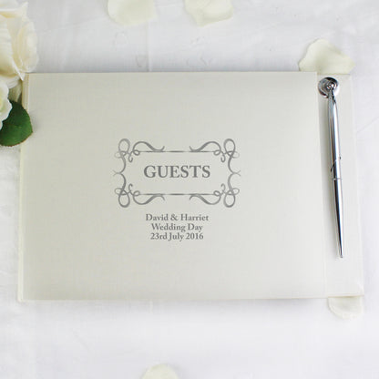 Personalised Swirl Design Hardback Guest Book & Pen