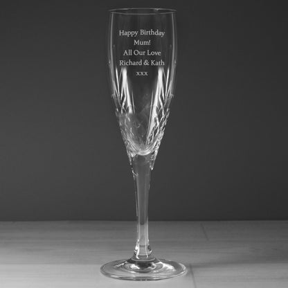 Personalised Cut Crystal Champagne Flute Glass