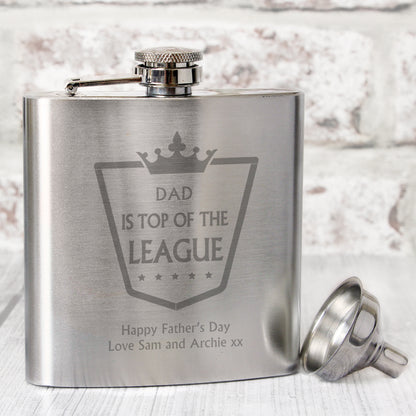 Personalised Top of the League Hip Flask