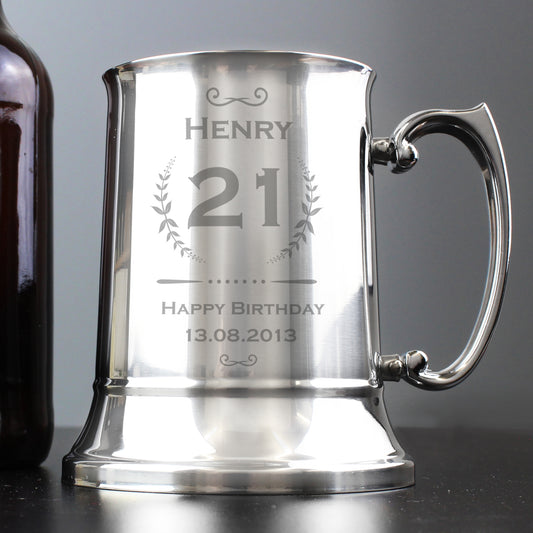 Personalised Age Crest Stainless Steel Tankard