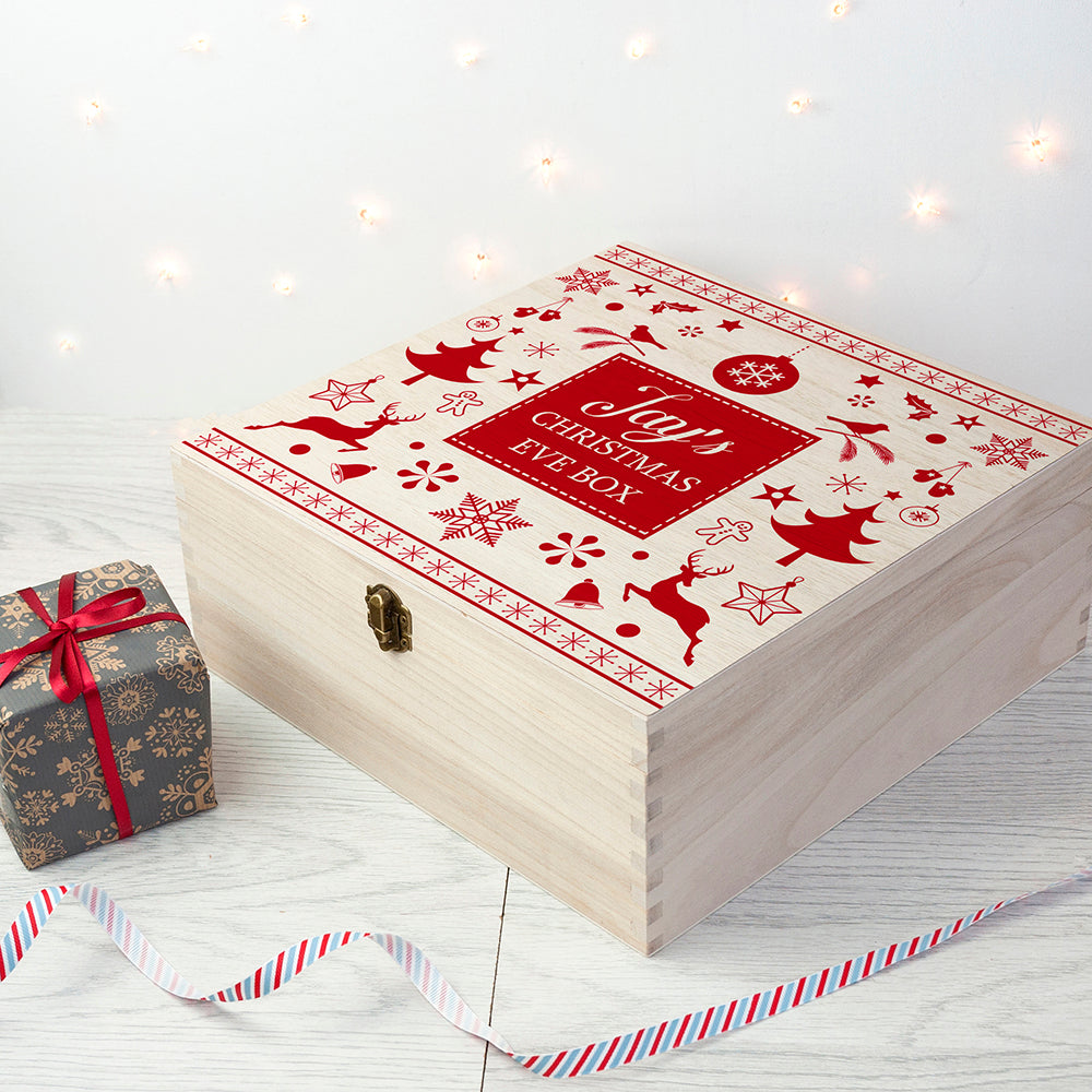 Personalised Festive Scandi Print Christmas Eve Box