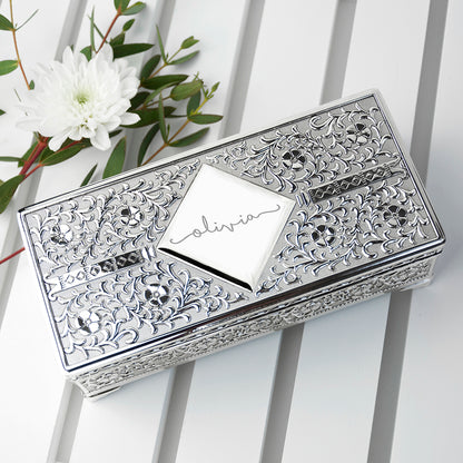 Personalised Silver Trinket Box