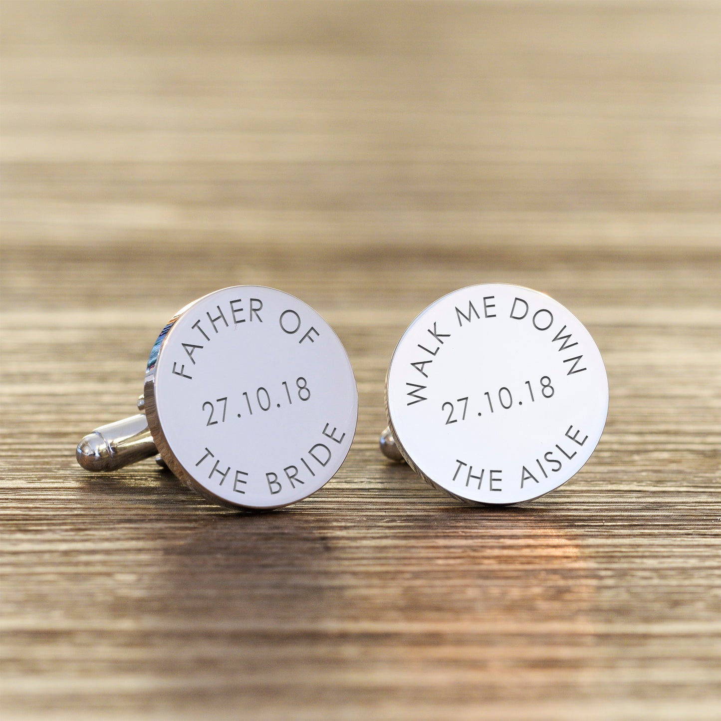 Personalised Walk Me Down The Aisle Date Cufflinks