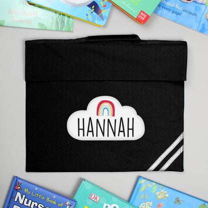 Personalised Rainbow Black School Book Bag