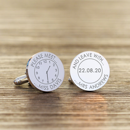 Personalised MEET MISS..LEAVE MRS..Cufflinks