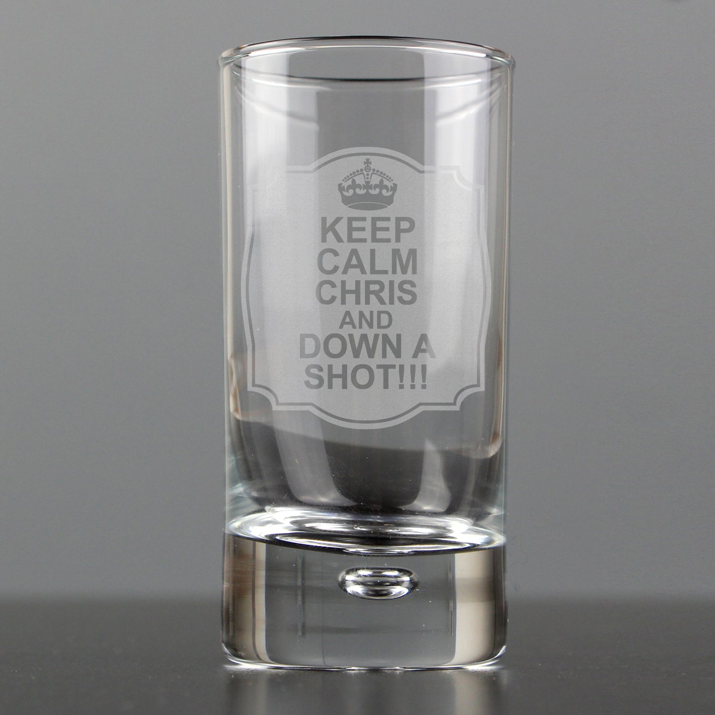 Personalised Keep Calm Bubble Shot Glass