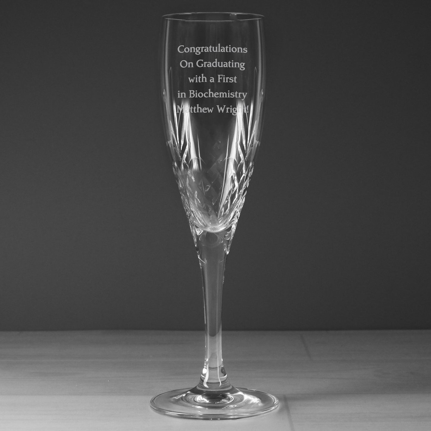 Personalised Cut Crystal Champagne Flute Glass