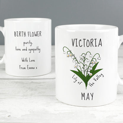 Personalised May Birth Flower - Lily Of The Valley Mug