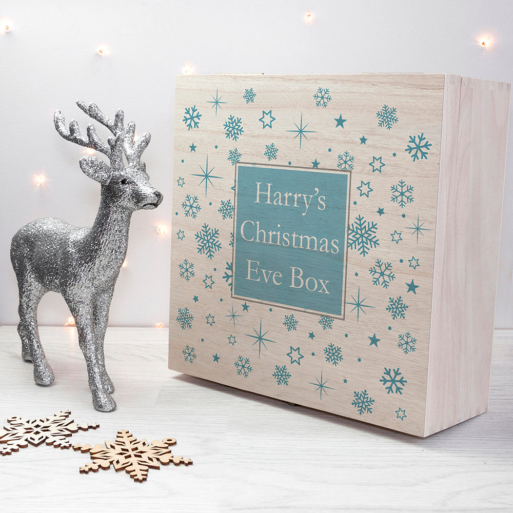 Personalised Ice Blue Snowflake Christmas Eve Box