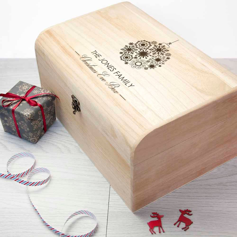 Personalised Family Christmas Eve Chest Box With Bauble Design