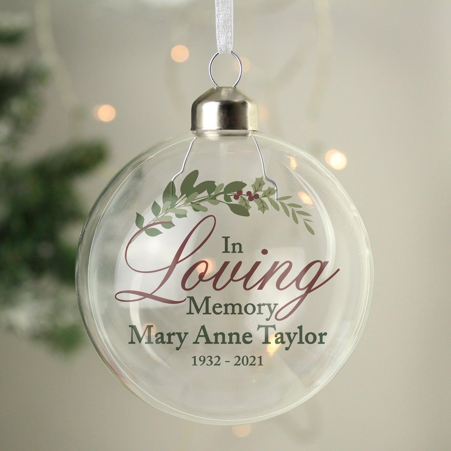 Personalised In Loving Memory Glass Bauble