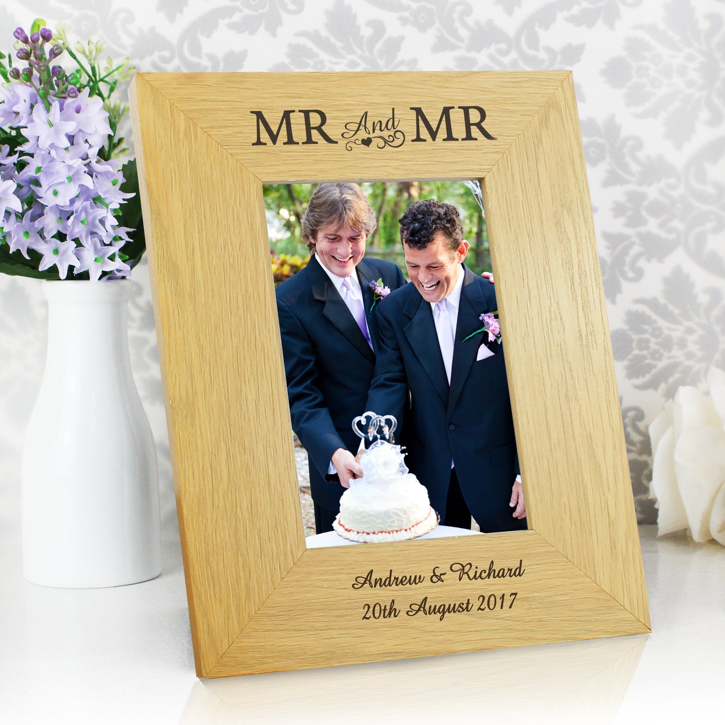 Personalised Oak Finish 4x6 Mr & Mr Photo Frame