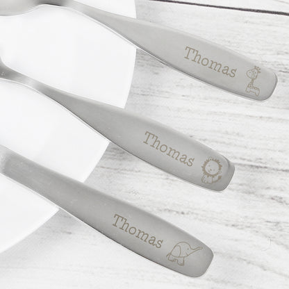 Personalised 3 Piece Hessian Friends Cutlery Set