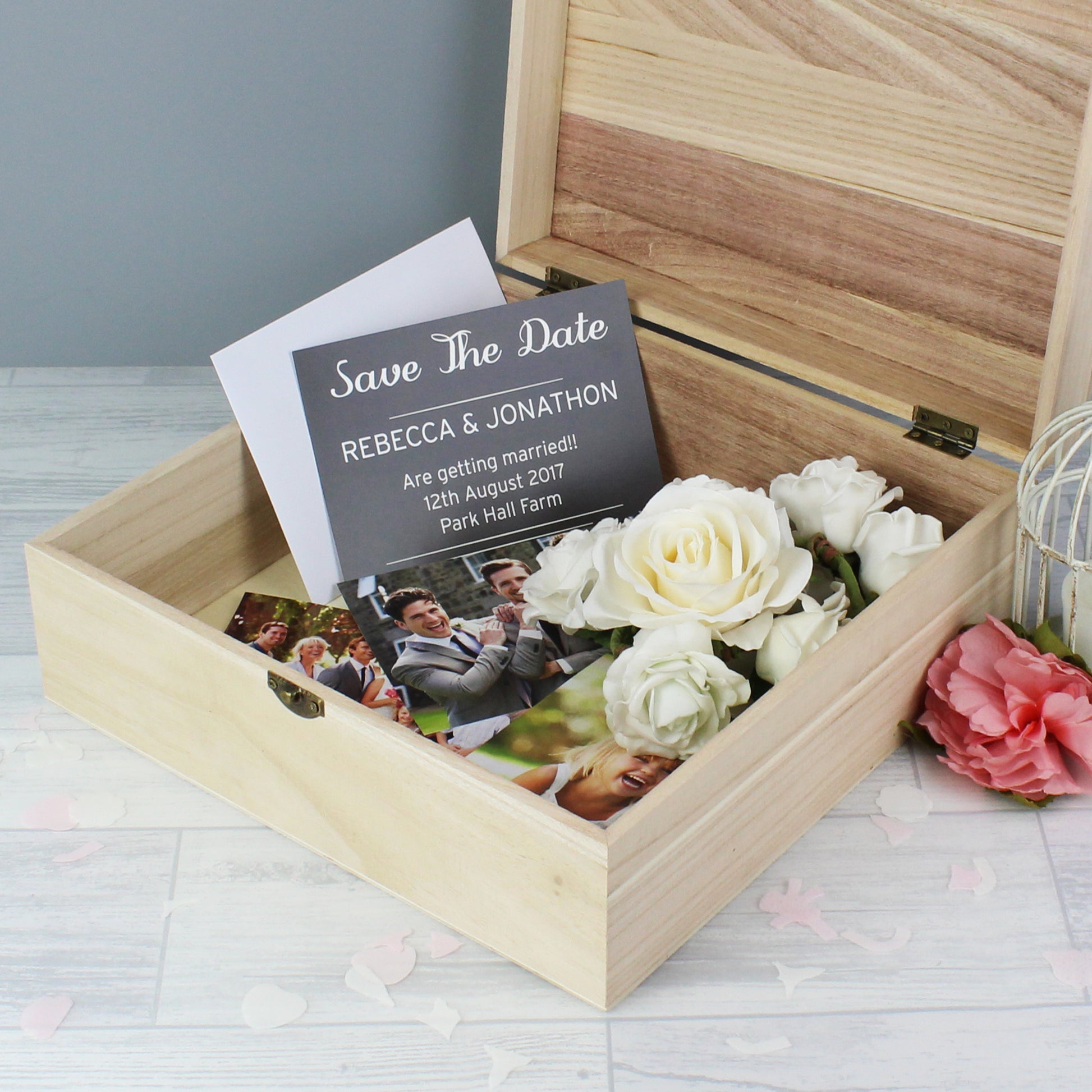 Personalised Bridesmaid Floral Watercolour Large Wooden Keepsake Box