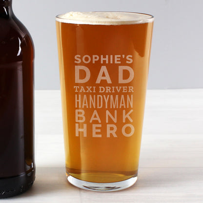 Personalised 'Dad Jobs' Pint Glass