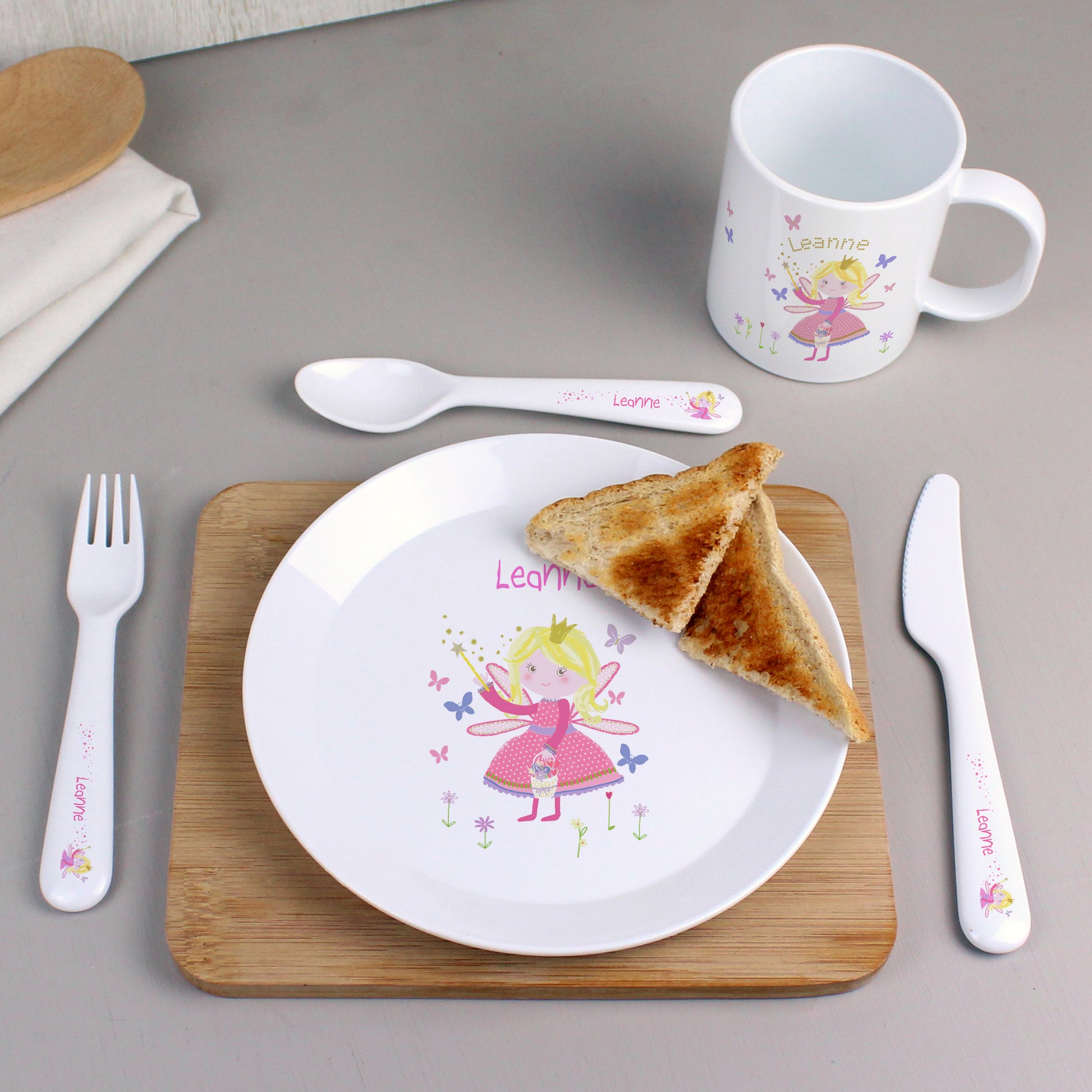 Personalised Garden Fairy 3 Piece Plastic Cutlery Set - PCS Cufflinks & Gifts