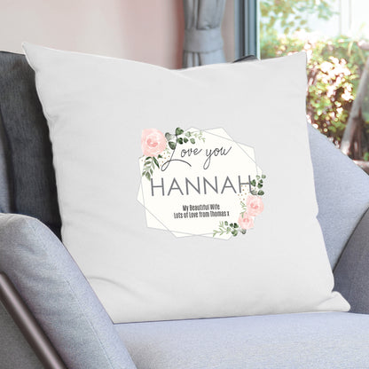 Personalised Abstract Rose Cream Cushion Cover