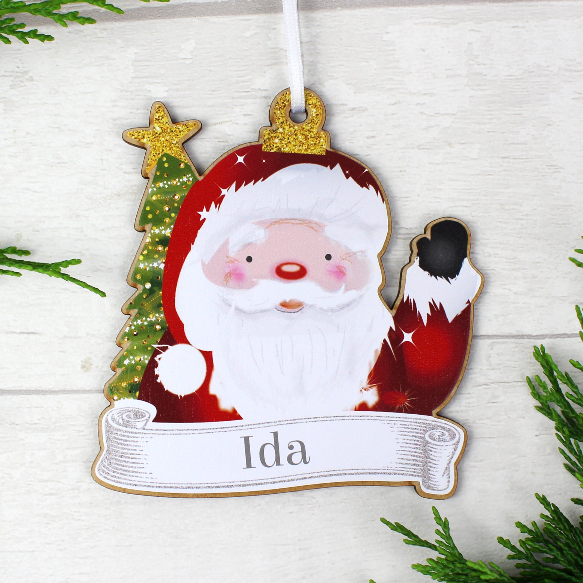 Personalised Set of Four Christmas Characters Wooden Decorations