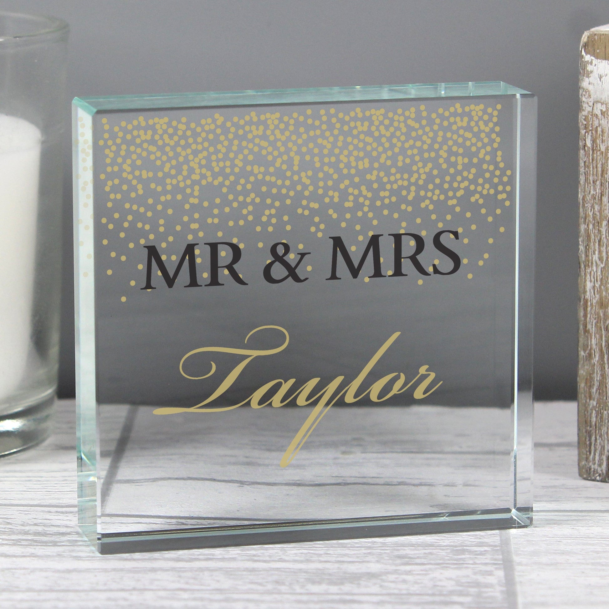 Personalised Gold Confetti Large Crystal Token