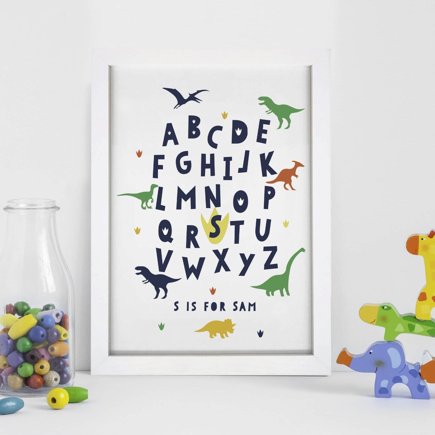 Personalised Dinosaur A4 Framed Print