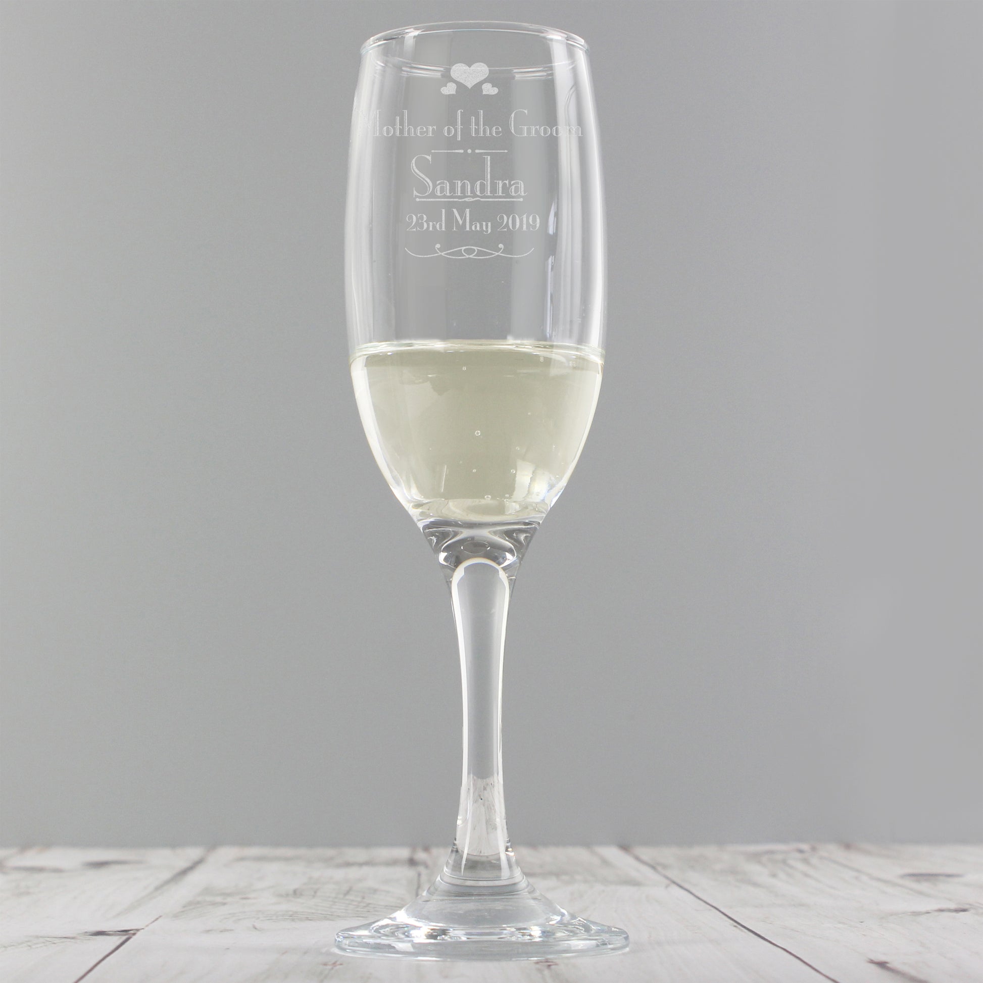 Personalised Wedding Mother of the Groom Glass Flute