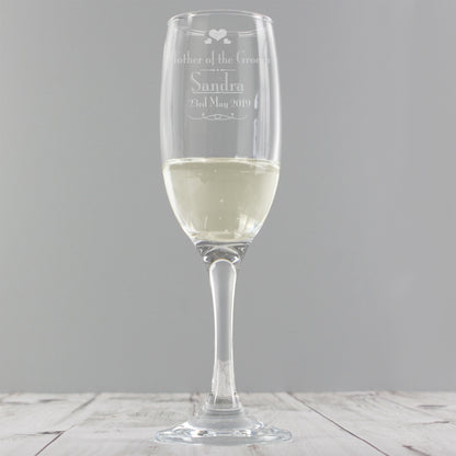 Personalised Wedding Mother of the Groom Glass Flute