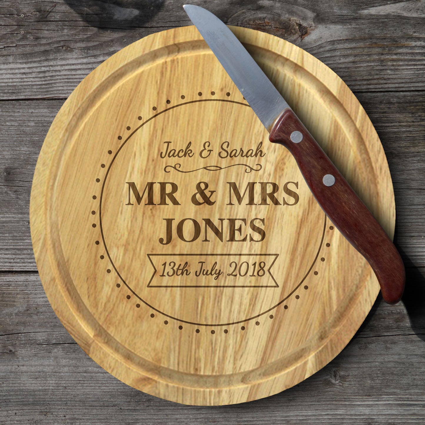 Personalised Mr & Mrs Wedding Cheese Board & Knives