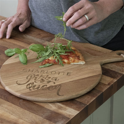 Personalised 'Pizza Queen' Acacia Wood Pizza Board