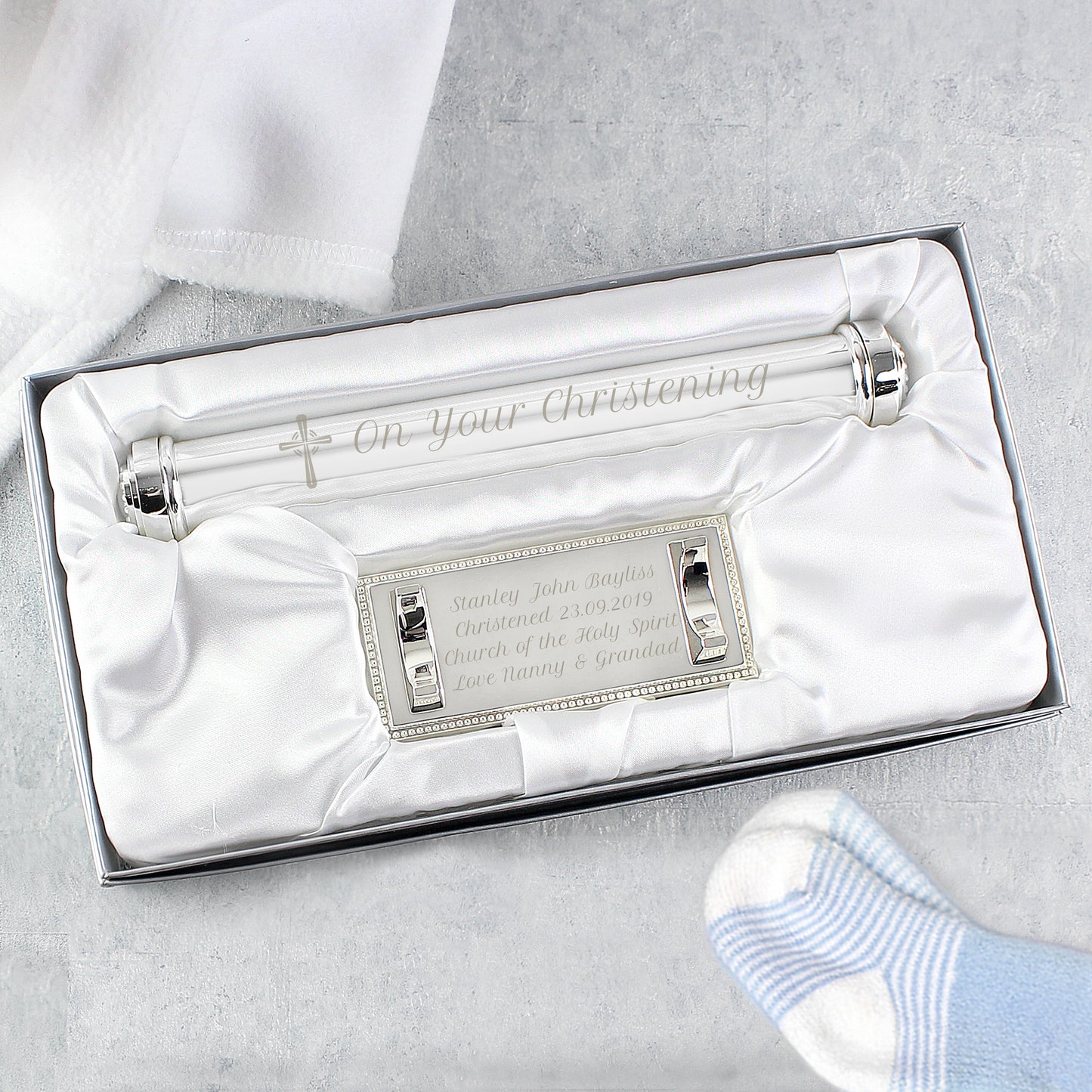 Personalised 'On Your Christening' Silver Plated Certificate Holder