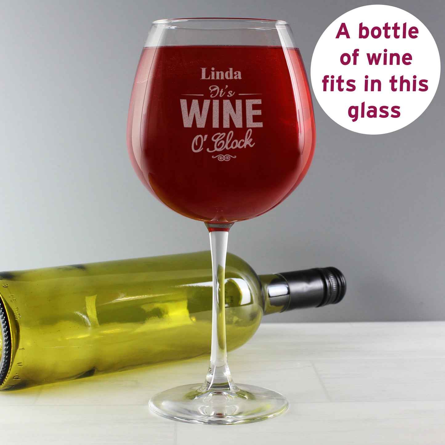 Personalised Wine O'Clock Giant Wine Glass