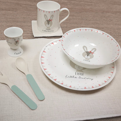 Personalised Little Bunny Pink Breakfast Set