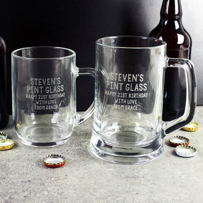 Personalised Free Text Pint Stern Tankard Glass | Gifts For Him