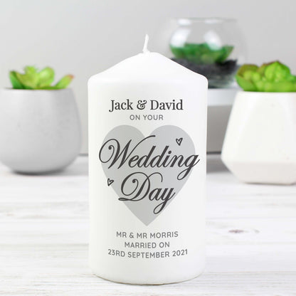 Personalised On Your Wedding Day Pillar Candle - PCS Cufflinks & Gifts