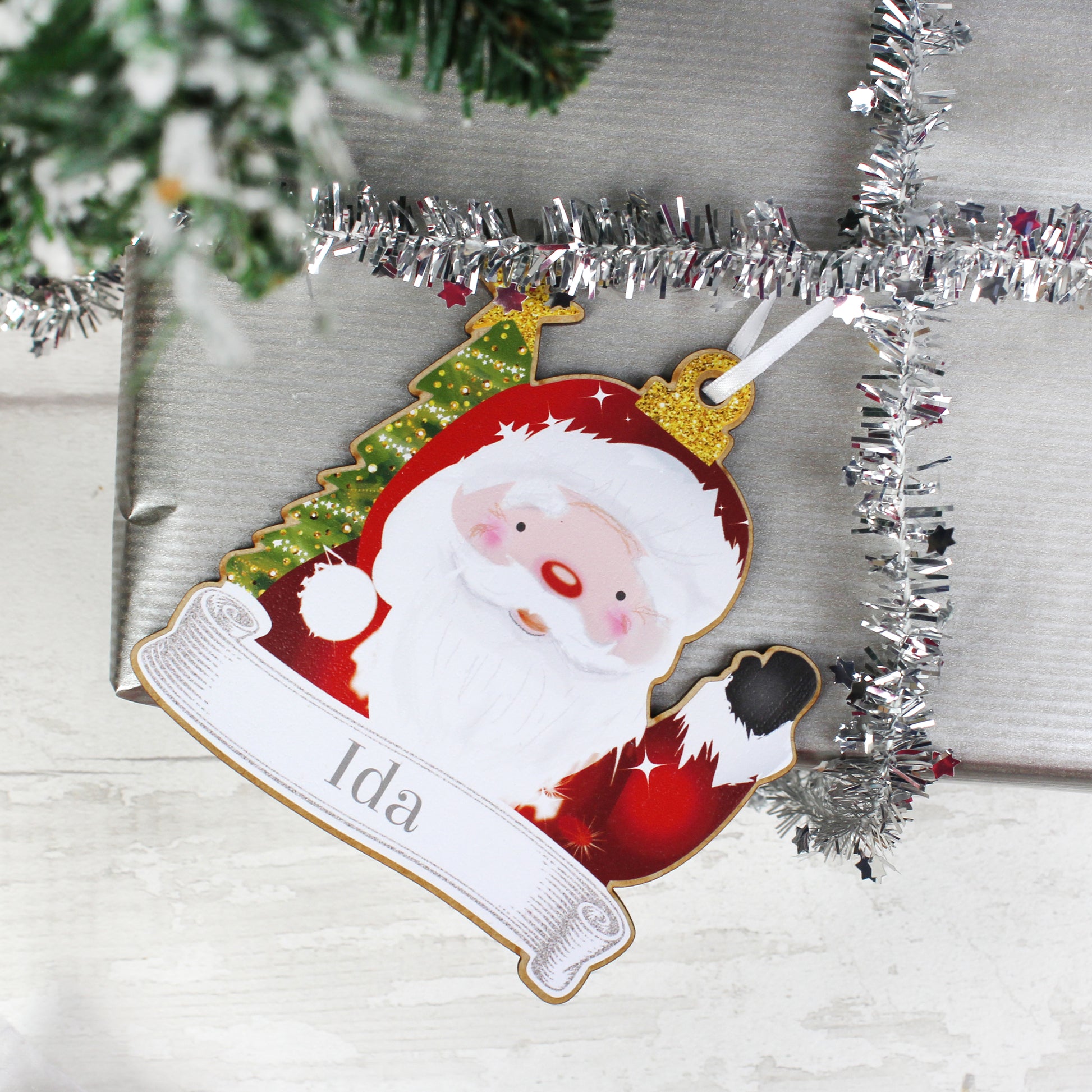 Personalised Set of Four Christmas Characters Wooden Decorations