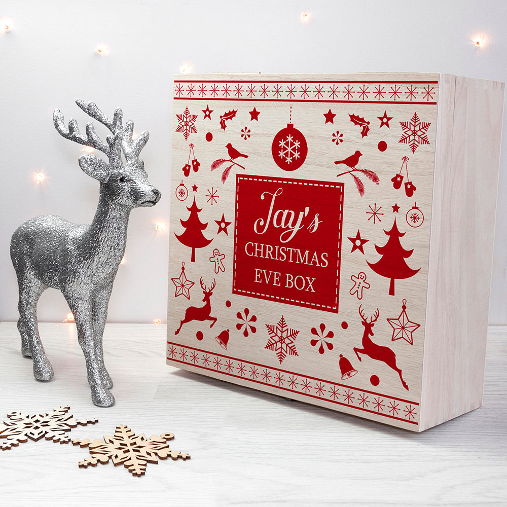 Personalised Festive Scandi Print Christmas Eve Box