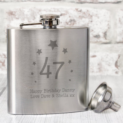 Personalised Stars Birthday Age Hip Flask