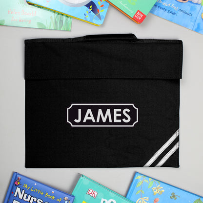 Personalised Name Only Black School Book Bag