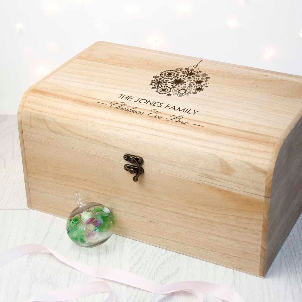 Personalised Family Christmas Eve Chest Box With Bauble Design